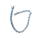 Vc Genuine Blue Topaz Tennis Bracelet Diamond Gemstone Jewelry 925 Sterling Silver Link Bracelet