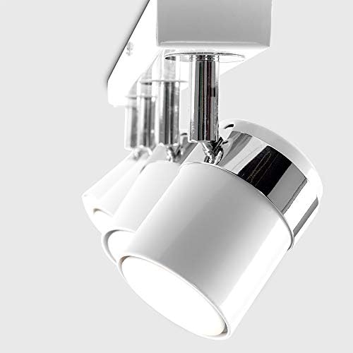 MiniSun Modern 4 Way Straight Bar Ceiling Spotlight Fitting in a Gloss White Finish - Complete 5w GU10 LED Bulbs [6500K Cool White]