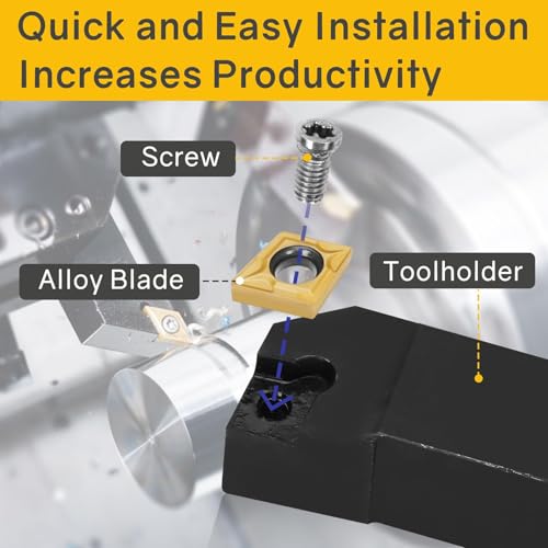 Indexable Lathe Turning Tool 21Pcs Kit 1/2'' 12mm Shank 7 Pcs Metal Lathe Tool Holder Set with 14 Pcs Turning Inserts for Turning Grooving Threading Boring Carbide Inserts Carbide Turning Tool 4 Indexable Lathe Turning Tool 21Pcs Kit 1/2'' 12mm Shank 7 Pcs Metal Lathe Tool Holder Set with 14 Pcs Turning Inserts for Turning Grooving Threading Boring Carbide Inserts Carbide Turning Tool - Image 4