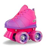 Crazy Skates Rocket Roller Skates for Girls and Boys - Available in Adjustable or Fixed Sizes - Great Beginner Kids Quad Skates - Pink/Purple (Size: Kids j12)