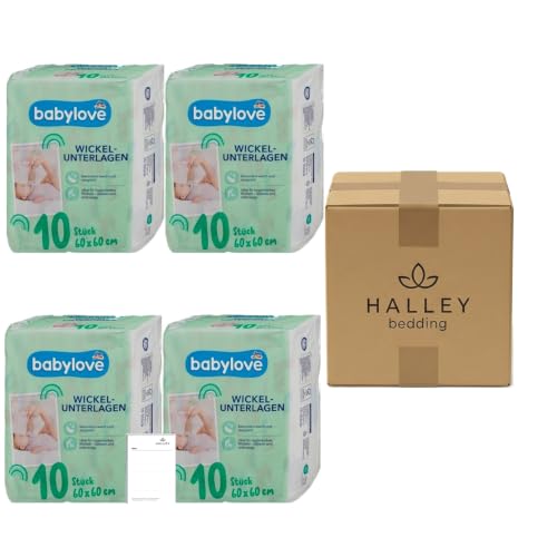 Babylove Wickelunterlagen Sparset 4 x 10 Stück + Halley Bedding Notizblock Set
