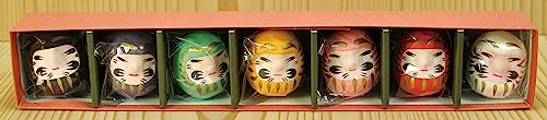 Set de 7 Muñecos Daruma Tradicionales Japoneses miniatura 2