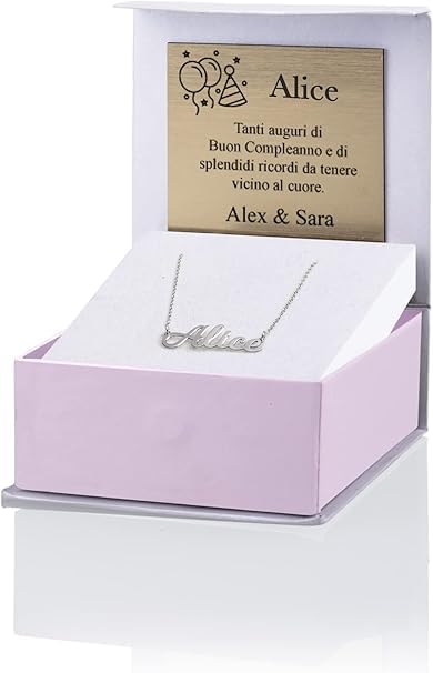 Sakrami Silber Halskette mit Namen Kids Collection für Kinder - Personalisierbarer Name + Personalisierte Geschenkbox + zum Geburtstag