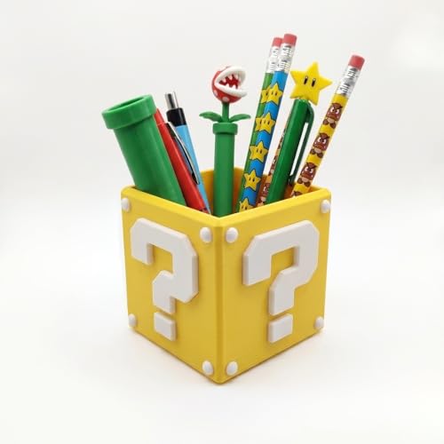 Organizador de Mesa Gamer Geek Compatível Nintendo - Porta Lápis e Objetos Mario e Donkey Kong - Escolha seu Modelo ou Kit (1, Cubo Interrogação Mario)
