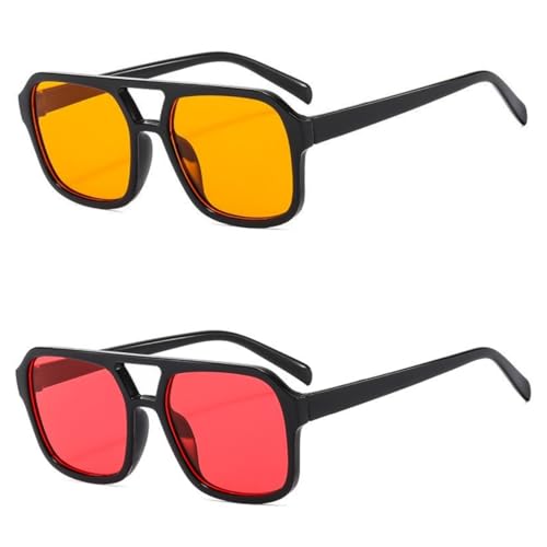Image of Retro 70s Square Aviator Sunglasses Women Men Vintage Rectangle Sunglasses Flat Frame Trendy Shades