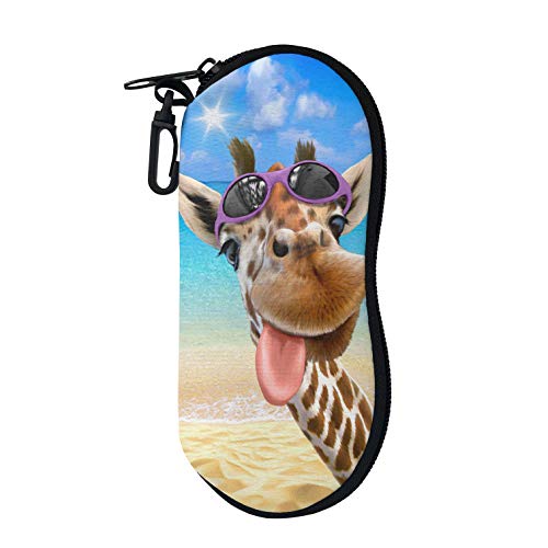 UOIMAG Funny Giraffe with Sunglasses Print Eyeglass Case Spectacle Case Box Sunglasses Storage Pouch Bags