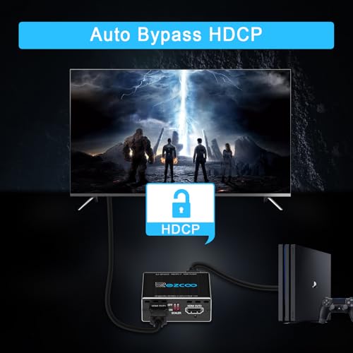 HDMI Splitter 1x2 HDR Vision Atmos 18Gbps - 4K Scaler 1080P Sync, 1 in 2 Out 60Hz 4:4:4 HDCP2.2, EDID Panel Switch, Firmware Upgrade, USB Power, Windows IOS, Mini Case SP12H2
