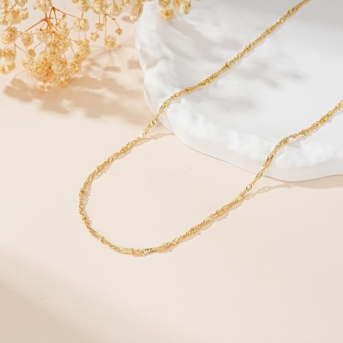 Chaîne argent sterling 925 maille fine 1mm finition or jaune luxe - 4