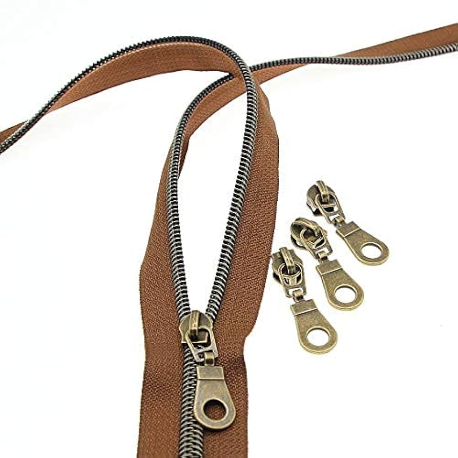 YIXI-SBest Metallic Nylon Coil Zippers #5 10 Yards Sewing Zippers Bulk Diy Zipper The Yard 20pcs Slider Sewing Gunmetal Teeth Black Tape