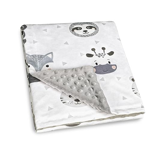 Image of BEILIMU Baby Blanket Super Soft Plush with Double Layer Dotted Backing, Lovely Brown Animals Printed Unisex Design Receiving Blanket, 30x40 Inch