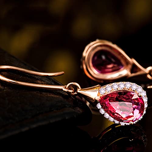 Boucles d'oreilles ruby forme goutte d'eau argent 925 bijoux pour femmes couleur rose