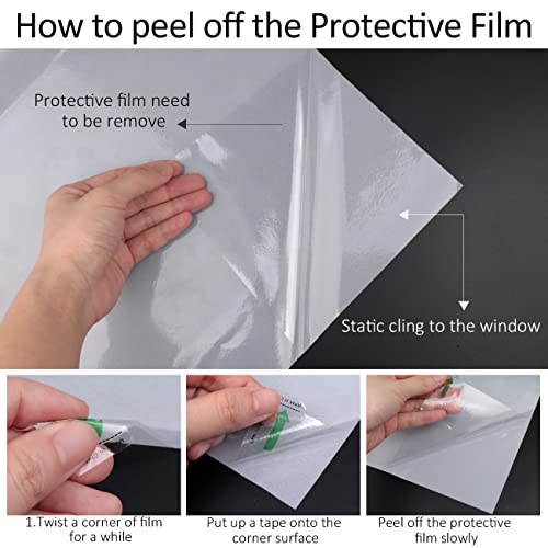 Hidbea Frosted Window Privacy Film Non-Adhesive, Reusable Window Glass Films Heat Control Self Static Cling Removable Window Stickers For Home Office Living Room (White Frosted, 35.4 Inch X 8.2 Feet) #TOP5