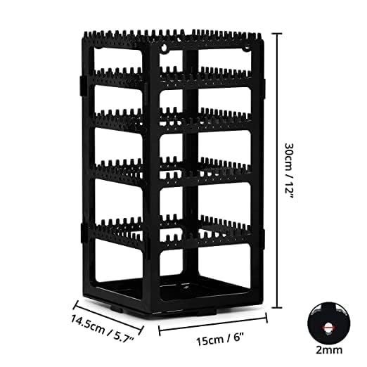 Image of DecoLogy 360 Rotating Transparent Acrylic Jewelry Organizer Tower | Earring Holder Stand with Necklace, Ring & Bracelet Storage | Dust-Free Jewelry Display Organizer for Women | 1 Piece (Black)