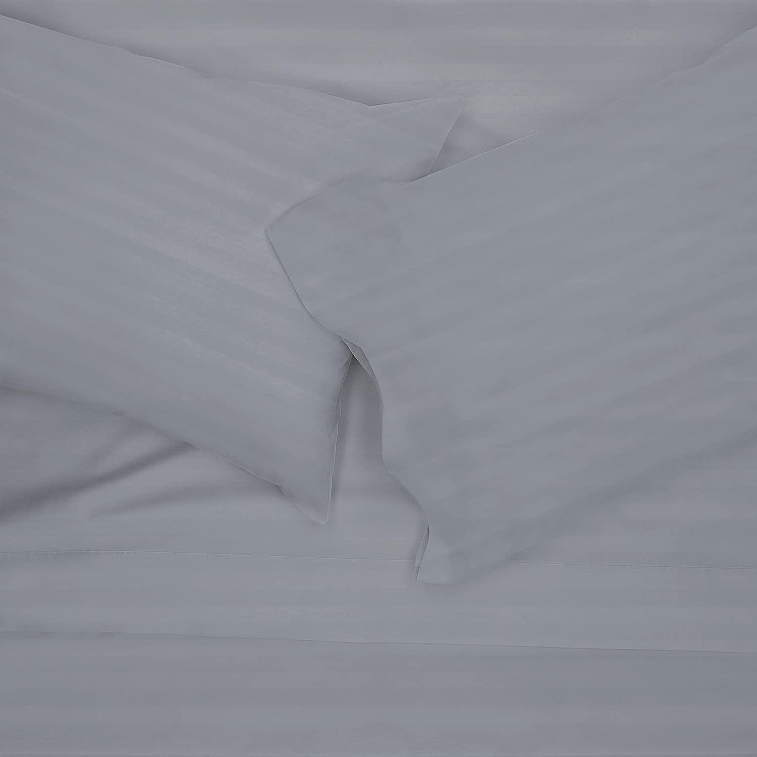 Sunday Home 400 Thread Count 100% Cotton Sheets Damask Stripe Light Grey Queen Sheets Set 4 Piece - Ultra Soft Long Staple Sateen Weave Luxury Bed Sheet Set with 16