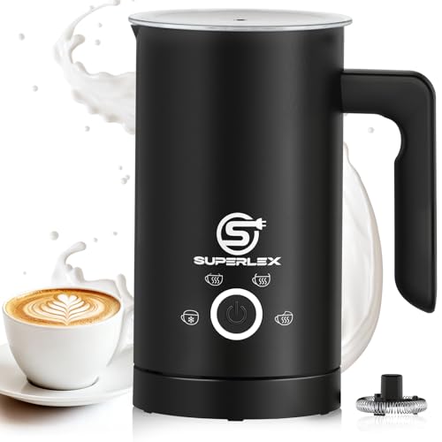 SUPERLEX Milk Frother Electric Milk Steamer and Warmer 4 in 1 Automatic Hot and Cold Milk Foamer Maker 500W Auto Shut Off Large Capacity Hot Chocolate Maker for Cappuccino Coffee Latte