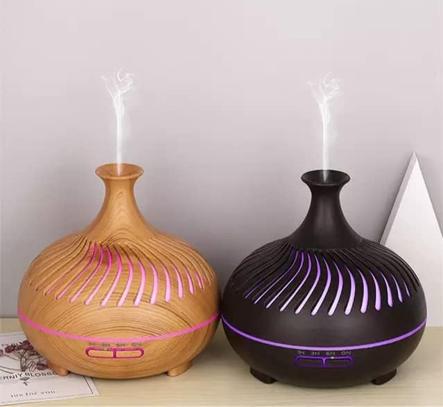 Essential Oil Diffuser, Aromatherapy Diffuser 500ml with Remote Control, 4 Timer & Auto-Off Safety Switch, 7 Color LED Lights Mode, 10 Hours Quiet Humidifier for Bedroom, Office & Home (C.Light Woody)