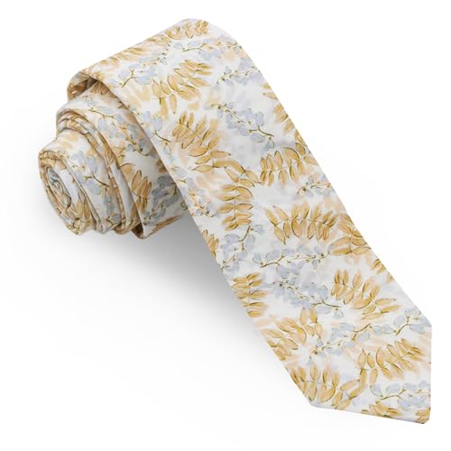 Image of Luckyvestir Ties for Men, Sage Green Cotton Floral Tie 2.76 inch Flower Printed Men's Neckties for Wedding /Groomsmen /Suit /Party