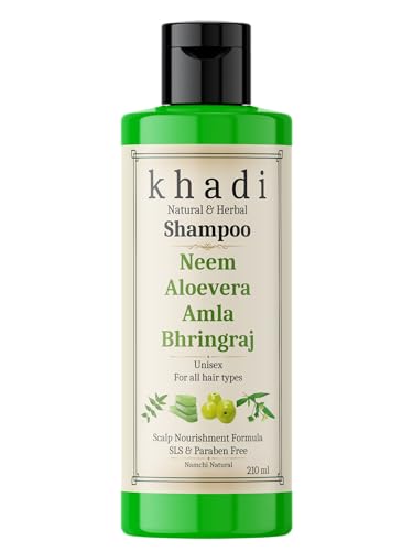Image of Khadi Neem Aloe Vera Amla Bhringraj Shampoo | Scalp Nourishment & Hair Strength | Khadi Herbal Shampoo for Women & Men | Sulfate, SLS & Paraben Free 210 ml