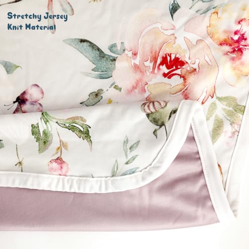 Image of GRSSDER Baby Blankets Super Soft Jersey Knit Swaddle Blanket for Baby Girls and Boys, Double Layer Receiving Blankets 34 x 44 Inches Extra Large for Baby, Flowers and Insects
