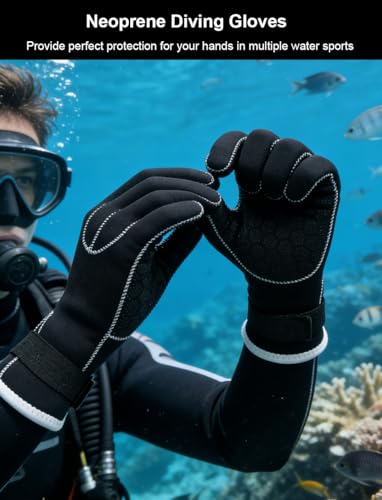 SUJAYU 3mm Neoprene Gloves Diving Gloves Wetsuit Gloves, Anti Slip Waterproof Fishing Gloves with Adjustable Wrist Strap, Water Proof Scuba Gloves Sailing Gloves Men & Women (XX-Large) - Thumbnail 2