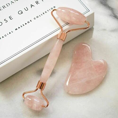 Jade Roller & Gua Sha facial tool belongs to your beauty secret, used in facial massage tool can reduce puffiness/remove toxins/prevent wrinkles/improve the gloss of skin tone