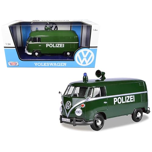 Motormax Volkswagen Type 2 (T1) Police Van Polizei Dark Green 1/24