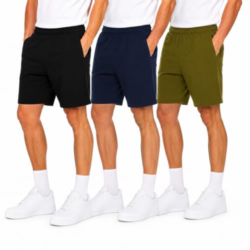 Image of Essential Elements Mens 3 Pack 100% Cotton Lounge Pajama PJ Shorts