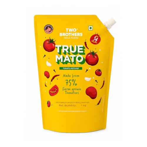 Image of Two Brothers Truemato Ketchup - Spicy Tomato Ketchup 1 KG | Naturally Made with 75% Fresh Tomatoes | No Refined Sugar | Upgraded