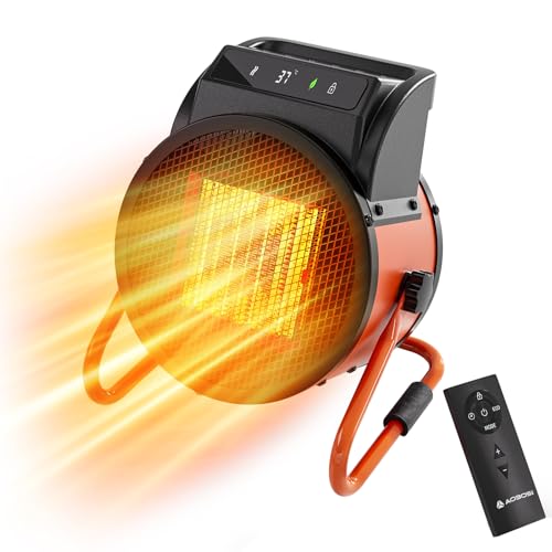 AAOBOSI Portable Electric Heater with Remote Control 2000W Space Heater for Home 3 Modes & 24H Timer 90 Tilt Fan Heater Digital Thermostat PTC Overheat Protection for Garage Greenhouse Tent