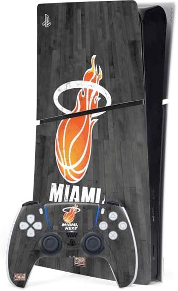 Skinit Decal Gaming Skin Compatible with PS5 Slim Digital Edition Bundle - Officially Licensed NBA Miami Heat Hardwood Classics Design