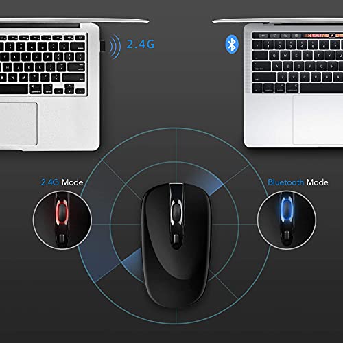 Image of cimetech Dual Mode (BT 5.1+2.4G) Rechargeable Wireless Mouse, Ambidextrous Ergonomic Mouse for Tablet, Laptop, PC, Windows Mac Android OS - Black