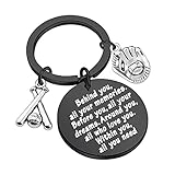 FEELMEM Baseball Keychain Baseball Player Gift Behind You All Memories Before You All Your Dream Keychain Softball Baseball Jewelry Baseball Mom Gift Baseball Coach Gift (Baseball-black)