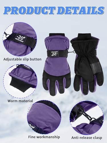 Image of Bencailor 3 Pairs Kids Ski Gloves Children Winter Gloves