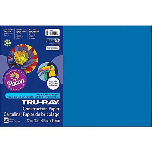 Tru-Ray® Construction Paper, 50% Recycled, 12" X 18", Black, Pack Of 50 & ® Construction Paper, 50% Recycled, 12" X 18", Blue, Pack Of 50 #TOP6