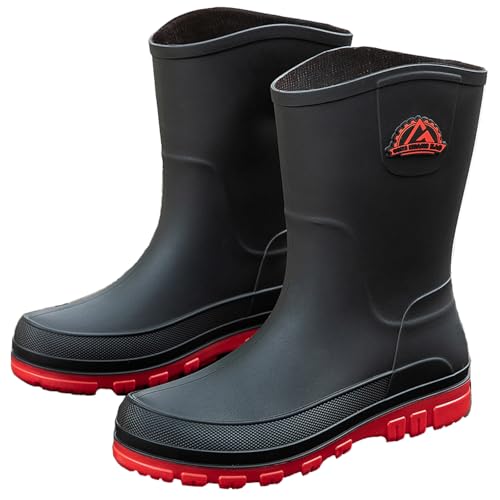 Waterproof Garden Rain Boots for Men Breathable Lightweight Mid Calf Deck Fishing Outdoor Slip Resistant Shoes