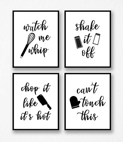 Kitchen Dining Room Farmhouse Wall Decor Art Prints Set - UNFRAMED 8 x 10 - Gallery Wall Living Room Family Room for Home (Funny Kitchen)
