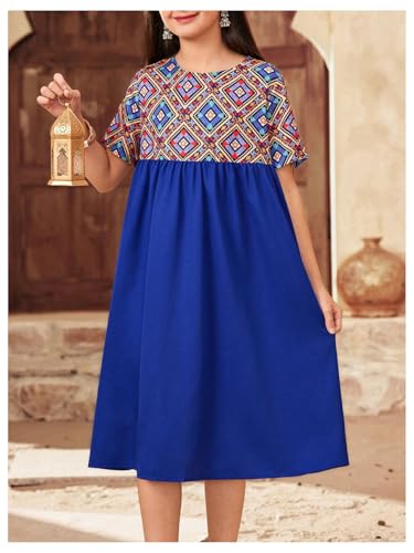 Girl's Boho Graphic Tshirt Dress Short Sleeve Crew Neck Summer Dresses3