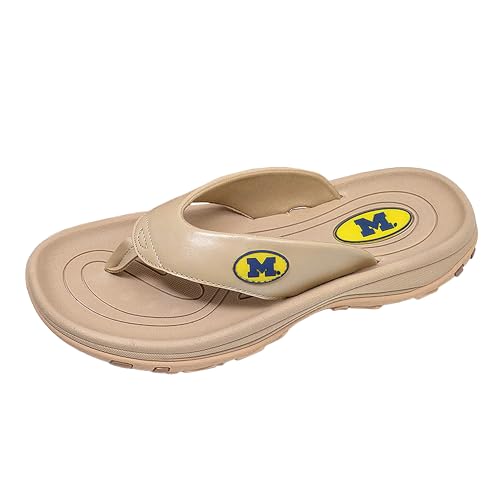 ZORIZ Collegiate Series Golf Sandal Tan, Michigan 7