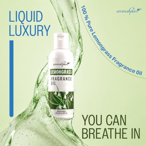 Image of Aromahpure Lemongrass Aroma Oil | 100ml Undiluted & Natural | Long-Lasting Scent for Aromatherapy, Candle & Soap Making, Diffusers, Room Freshener, Humidifier, Bathroom Revitalizer & Home Essentials