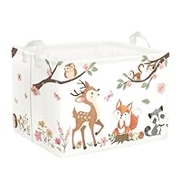 Clastyle Forest Animal Baby Laundry Hamper Collapsible Clothes Kids Storage Basket Waterproof Boys Girls Toy Box for Nursery Room