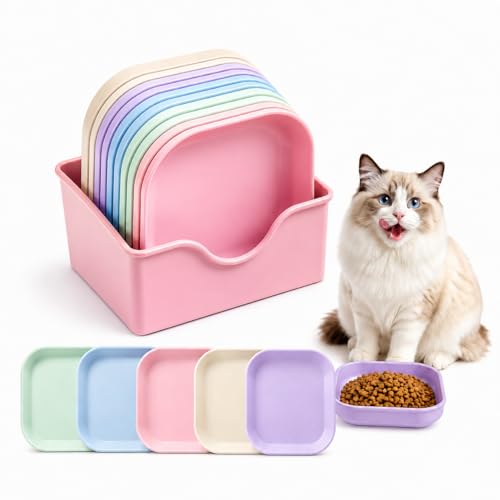 Cat Bowls Zoenif 10 Pack Whisker Friendly Cat Dishes with Storage Pink