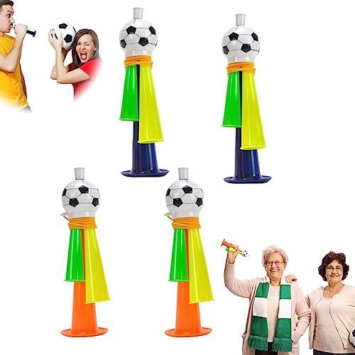 FainFun Corne de Supporter, 4 Pièces Trompette Supporter Foot, Vuvuzela, Klaxon de Football pour Fête sur Thème du Football, Coupe du Monde, Corne Football