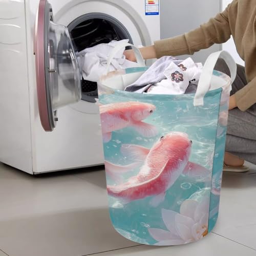 Panier à linge pliable bleu clair et rose gain de place pour studio