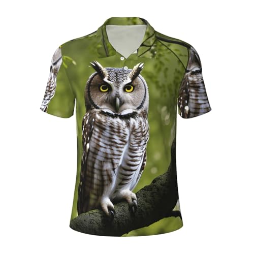 Polo anti-transpiration homme manches courtes imprimé hibou pour rester au sec