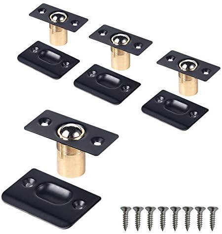 Mousike Door Ball Catch,Stainless Steel Adjustable Ball Catch Door Hardware (4Pcs(Black))