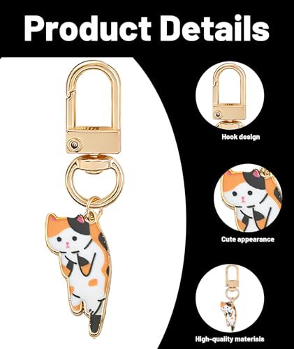 Image of 5Pcs Cat Keychain, Cute Cartoon Cat Phone Charms Set, Alloy Bag Charms for Phone Case and Purse, Aesthetic Mobile Accessories for Women and Girls, Gift for Cat Lovers and Couples
