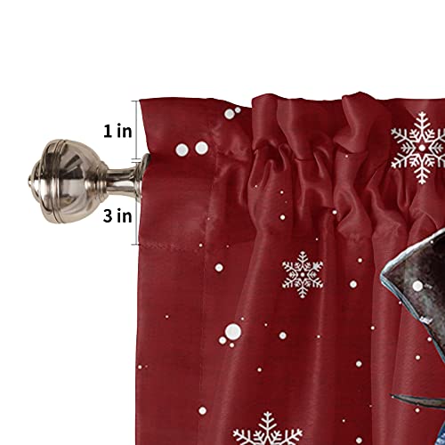 Valance Curtains Rod Pocket Window Treatments Curtains, Christmas Snowman Cardinalis Xmas Tree Red Curtain Valances For Kitchen Living Room Bedroom Small Window Decor, 54X18In,1 Panel #TOP4