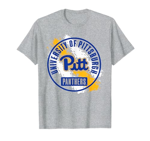 Pittsburgh Panthers Retro Paint Gray Officially Licensed T-Shirt