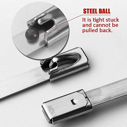 50 Pcs Metal Cable Ties 4.6 * 400mm,Tight Stainless Zip Ties - Image 3
