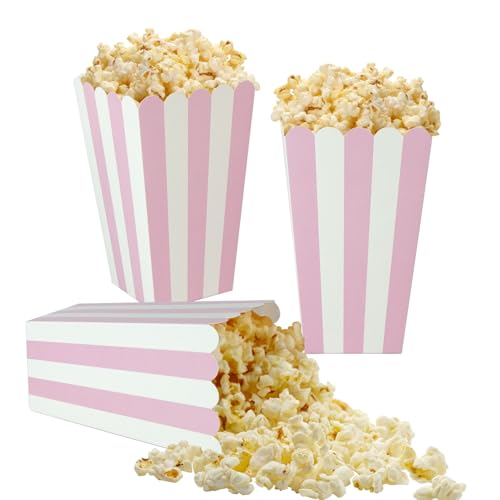 24 pack striped popcorn boxes - carnival parties mini paper popcorn and candy containers party supplies for movie nights pink